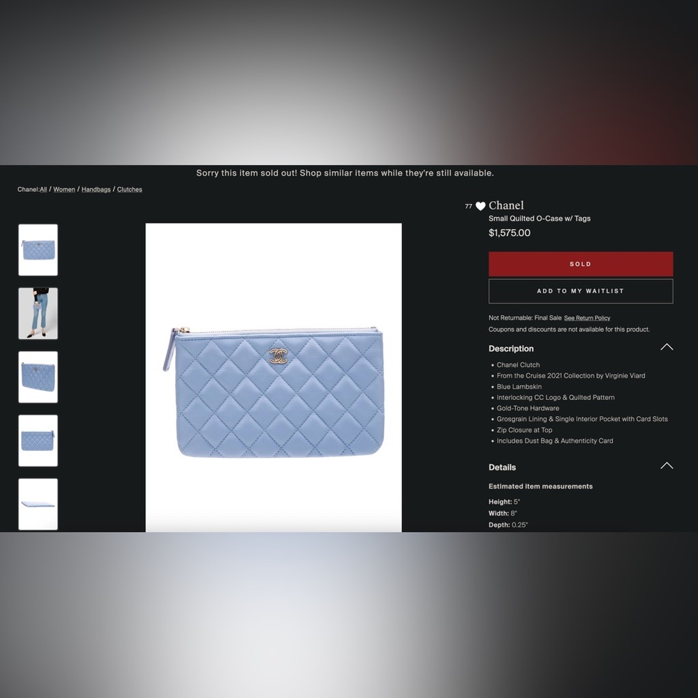 Chanel Blue Quilted O pouch clutch - Picture 2 of 15